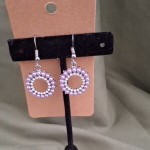Paparazzi Purple and Silver Dangle Earrings with Double-Ring Design
